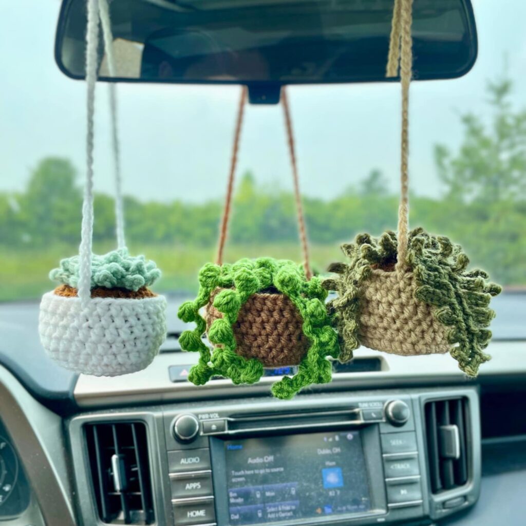 crochet Plant, Crochet Car Hanger