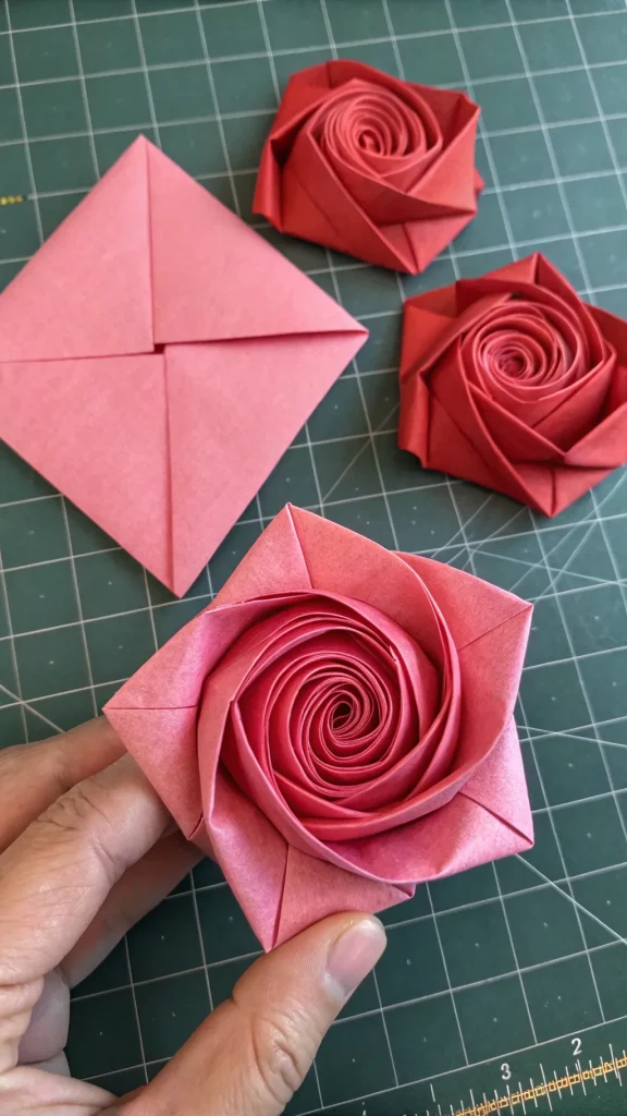 Origami Rose in Full Bloom