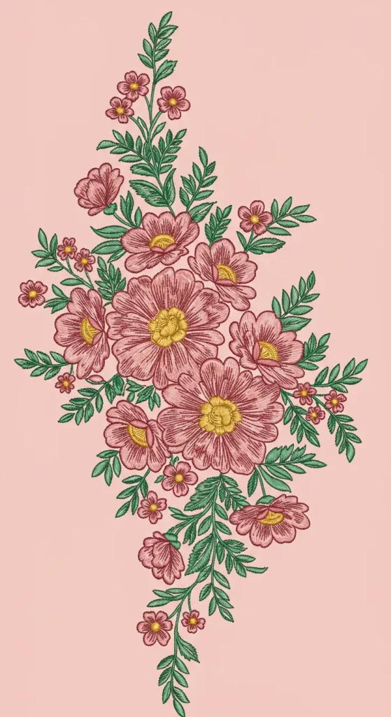 Floral Blossom Bouquet embroidery desing