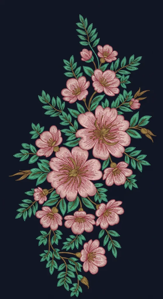 Floral Blossom Bouquet embroidery desing