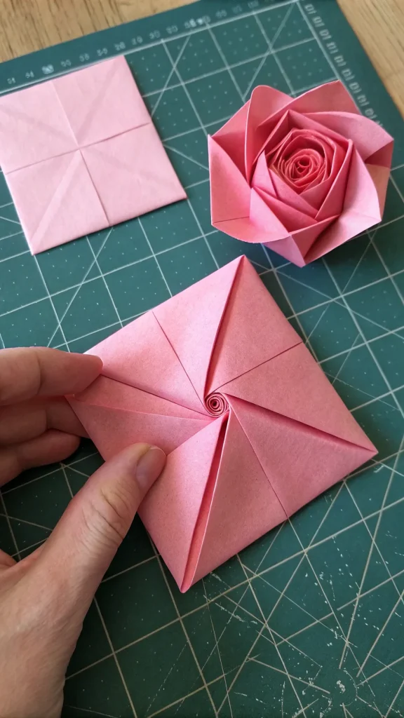 Origami Rose in Full Bloom